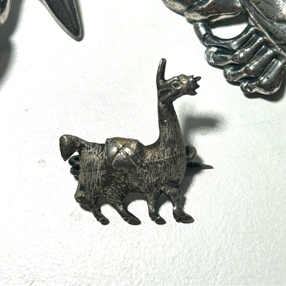 Lot 3 Vtg Sterling Silver 925 Animal Pin brooches Lobster Bird Pelican Alpaca - Picture 2 of 5